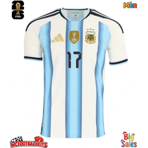 Argentina Giuliano Simeone #17 Replica Home Stadium Shirt World Cup 2026 Short Sleeve